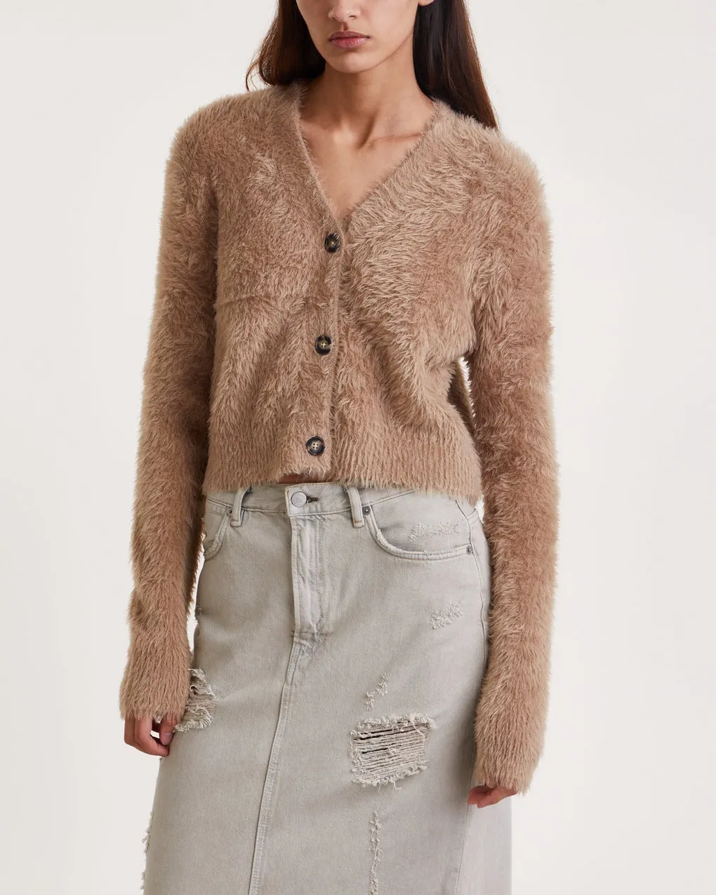 Acne Studios   Cardigan Fluffy V-Neck Camel 